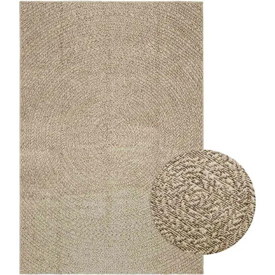 Gulvtæppe ZIZUR beige 140x200 cm – jute-look, indendørs/udendørs