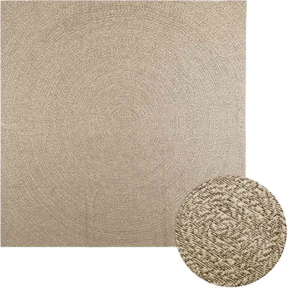 Gulvtæppe ZIZUR 240x240 cm beige - jute-look indendørs/udendørs