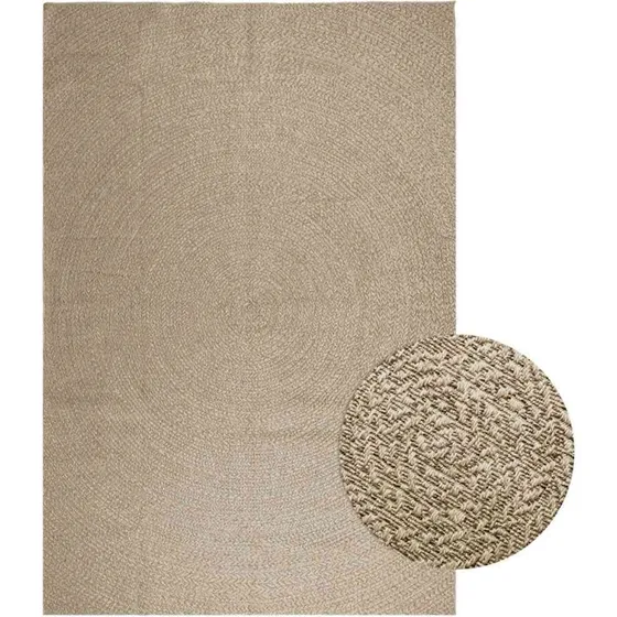 Gulvtæppe ZIZUR 240x340 cm - beige jute-look, indendørs/udendørs