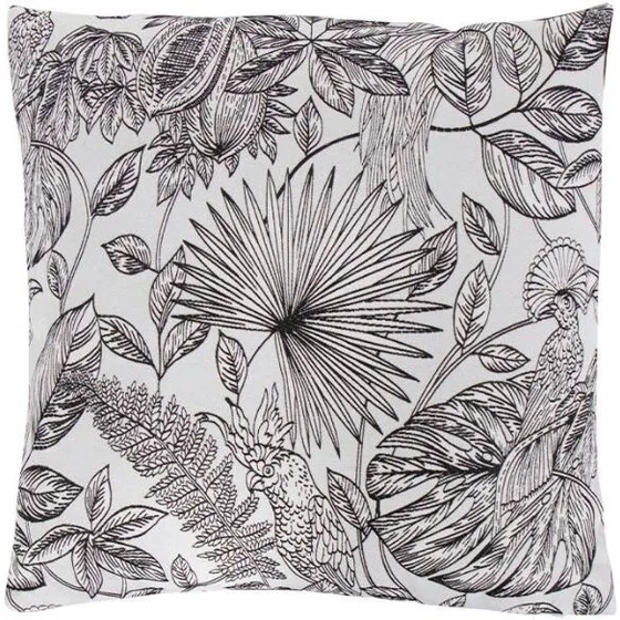 Borg Living pyntepude 45x45 cm – sort med fugleprint