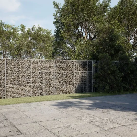 Gabionkurv med låg 600×100×150 cm galvaniseret