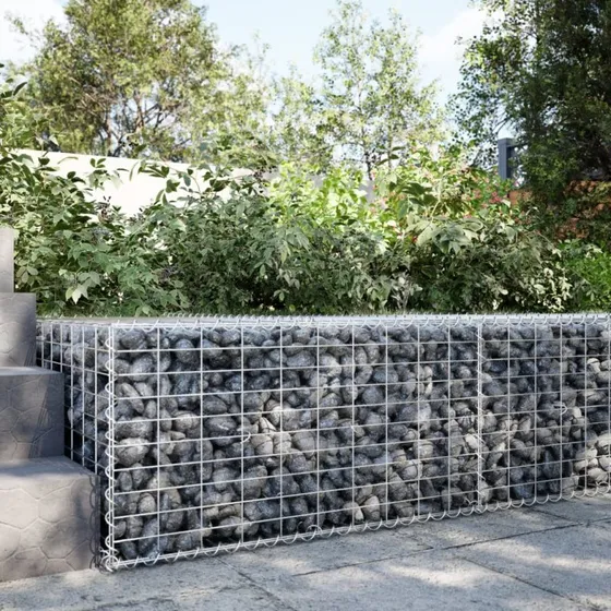 Gabionkurv med cover 100x100x50 cm - galvaniseret jern
