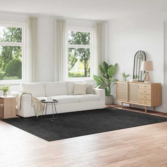 Shaggy tæppe mørkegrå 240x340 cm - skridsikker PP