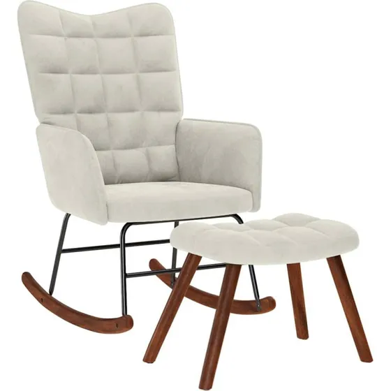 Gyngestol med skammel – creme fløjl