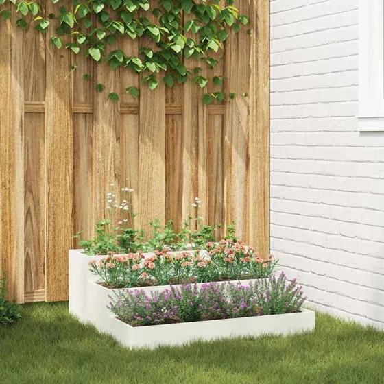 Hvid havekrukke i stål 90x90x35 cm – vejrbestandig