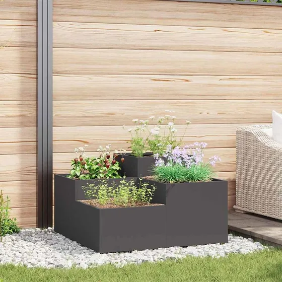Sort rektangulær havekrukke i stål 100x100x48 cm