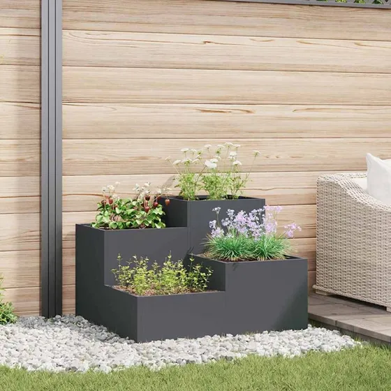 Antracit stål plantekasse 80x80x60 cm