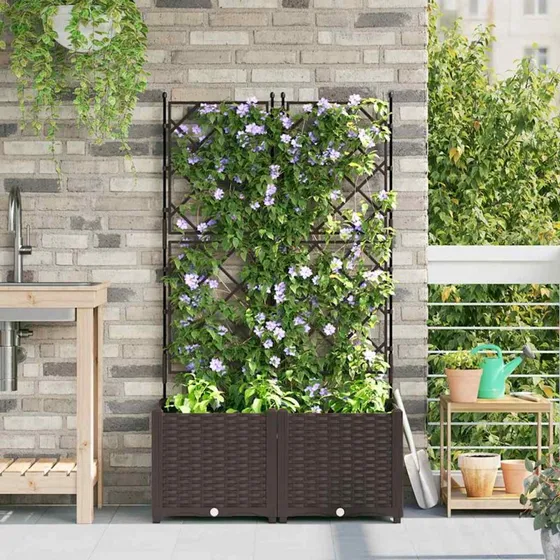 Havekrukke med espalier 2 stk brun 80x40x143 cm