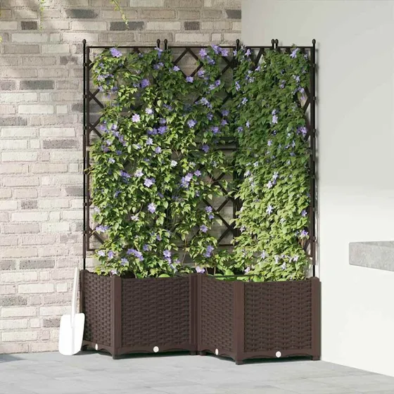 Havekrukker med espalier 3 stk, brun 80x80x143 cm