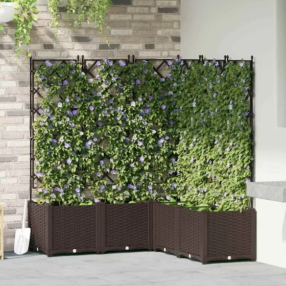 Havekrukke sæt 5 stk med espalier brun 120x120x143 cm