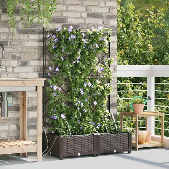 Høj brun plantekasse i stål 80×40×126 cm (2 stk)
