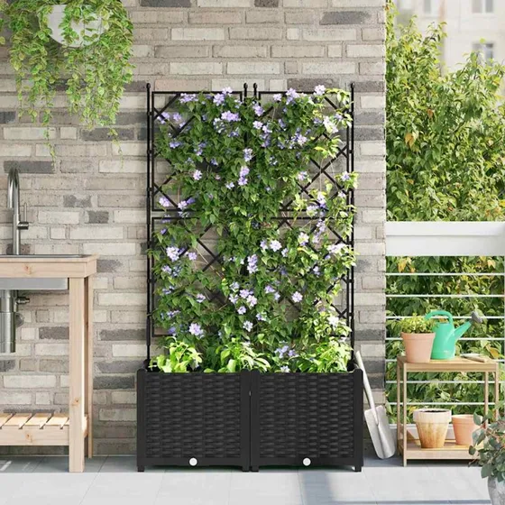 Havekrukke med espalier 2 stk. Sort 80x40x143 cm