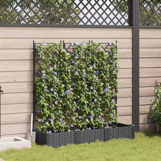Sort havekrukke med espalier 3 stk 120×40×125,5 cm