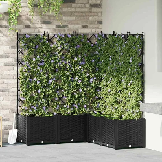 Sort havekrukke med espalier, 5 stk 120x120x143 cm