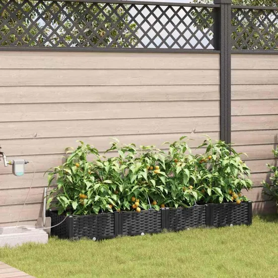 Sort rektangulær havekrukke i stål 160x40x22 cm (sæt 4)