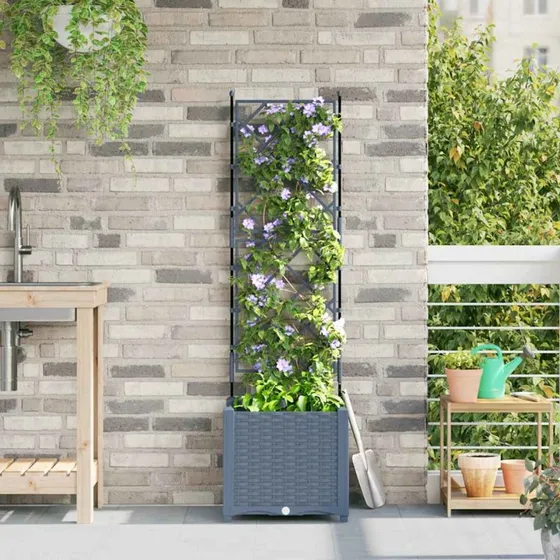 Havekrukke med espalier Lysgrå 40x40x143 cm