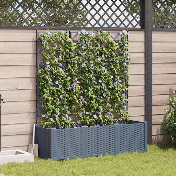 Havekrukke med espalier 3 stk 120x40x143 cm Lysegrå