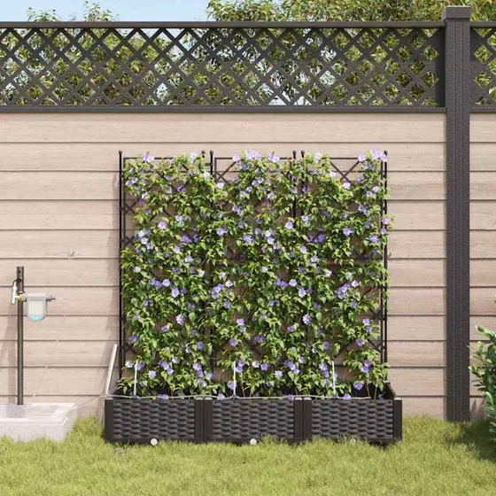 Sort stål blomsterkrukke sæt 3 stk. – selvvandende