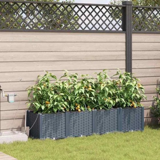 Lysgrå rektangulær plantekasse i stål 160x40x37,5 cm