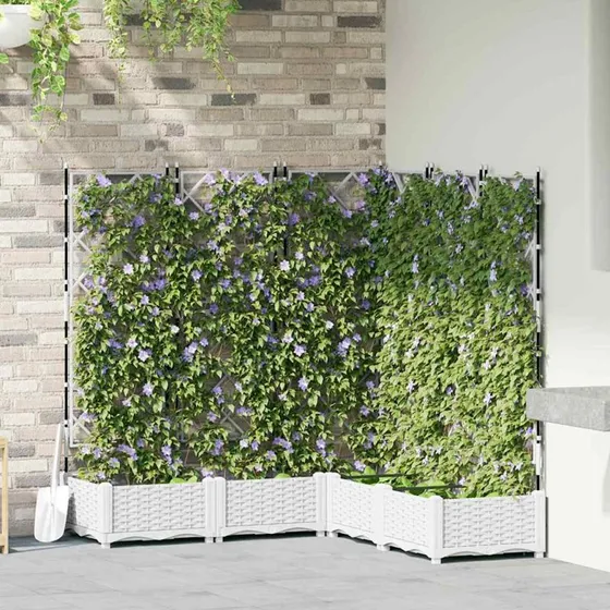 Havekrukke sæt 5 stk med espalier Hvid 120×120×125,5 cm