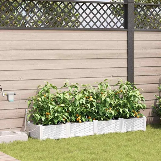 Hvide stål plantekasser 4 stk. – moderne rektangulær design