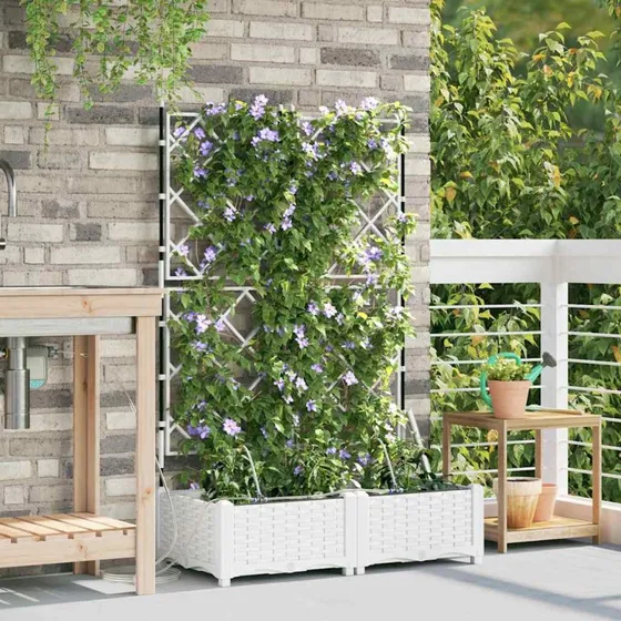 Hvid stål plantekasse 80×40×126 cm – 2 stk