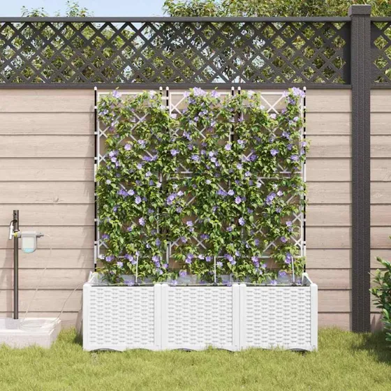 Hvid rektangulær plantekasse i stål 120x40 cm