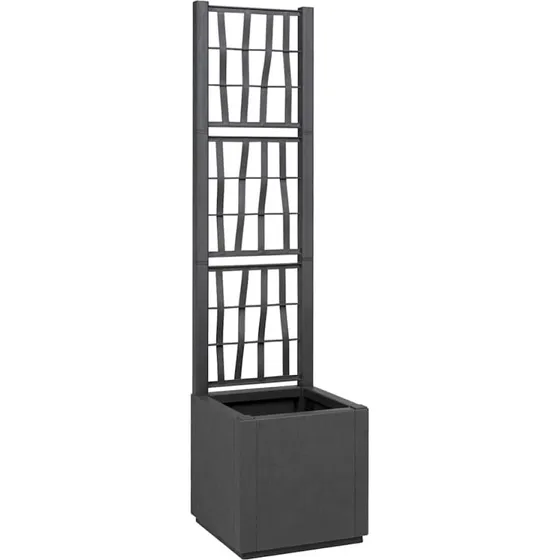 Blomsterkasse med espalier Mørkegrå 36×36×140 cm
