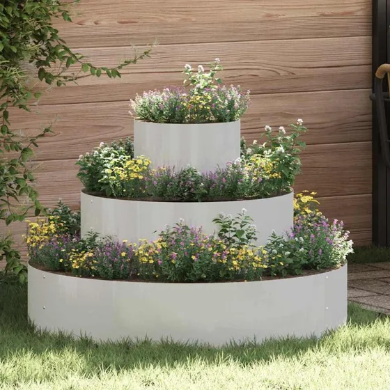 Blomsterkrukke i rustfrit stål 90x90x20 cm – sølv