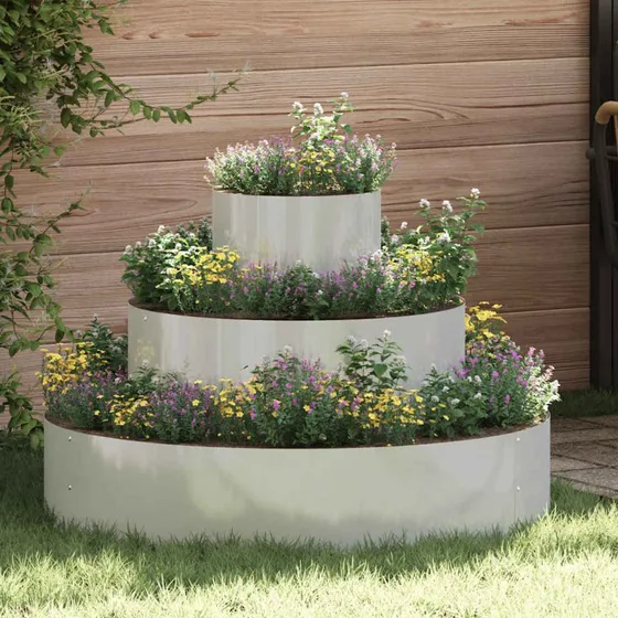 Blomsterkrukke i galvaniseret stål 90x90x20 cm – sølv