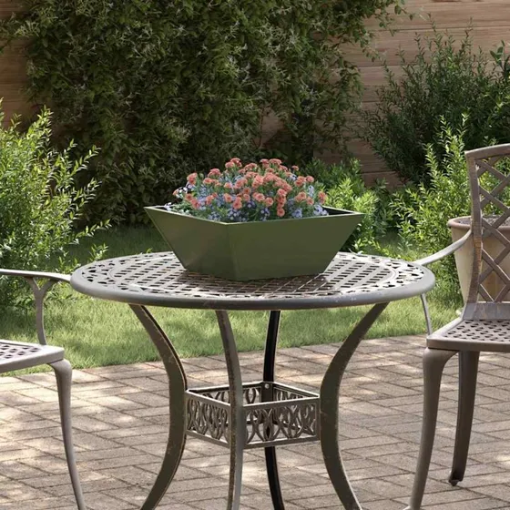 Olivengrøn metal plantekasse 40x40x15 cm – stål