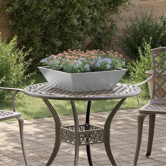 Galvaniseret plantekasse 50x50x15 cm - Sølv