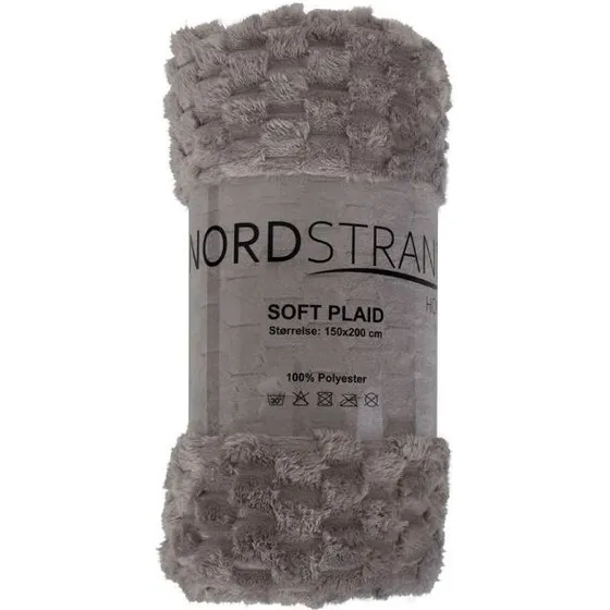 Nordstrand Home fleece tæppe 150x200 cm, grå vaffelstruktur