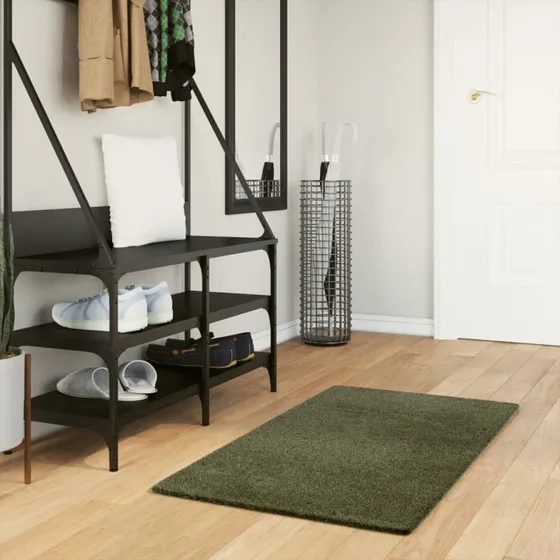HUARTE gulvtæppe 60x110 cm - kort luv, vaskbart (skovgrøn)