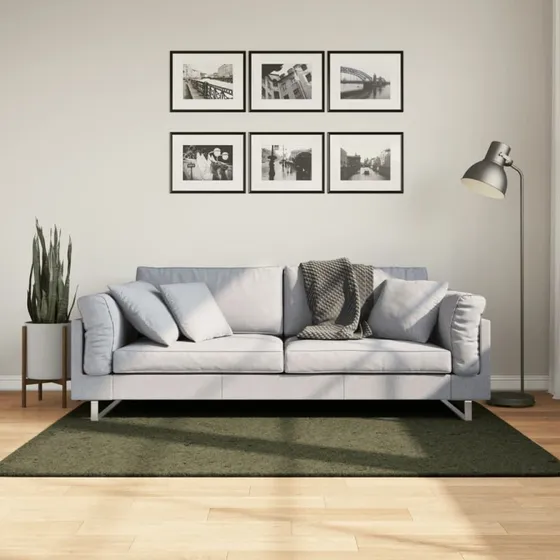 HUARTE gulvtæppe 120x170 cm kort luv - skovgrøn