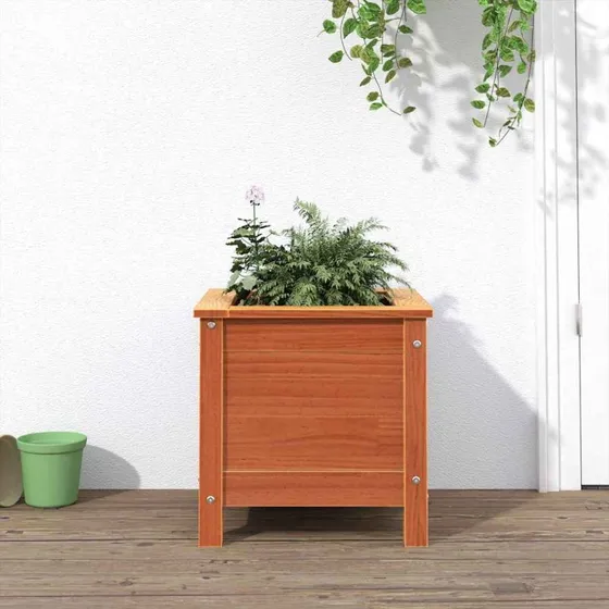 Rektangulær havekrukke i massivt fyrretræ 40x40x39 cm