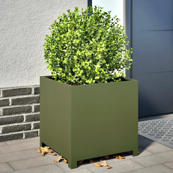 Plantekrukker i stål 2 stk. 50x50x50 cm – olivengrøn