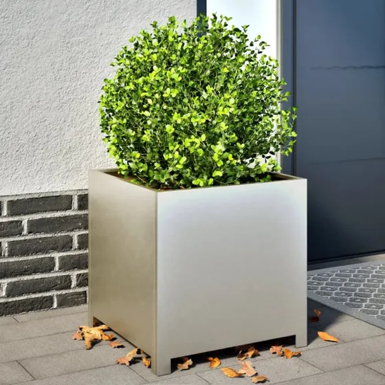 Plantekrukke i rustfrit stål 50x50x50 cm