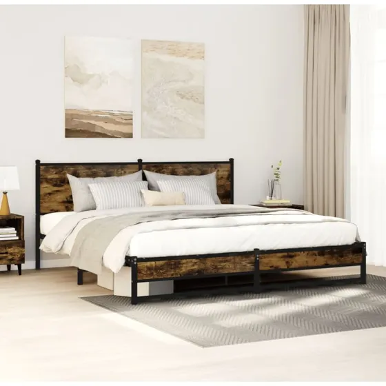 Sengeramme metal 183x213 cm - Røget egetræsfarve