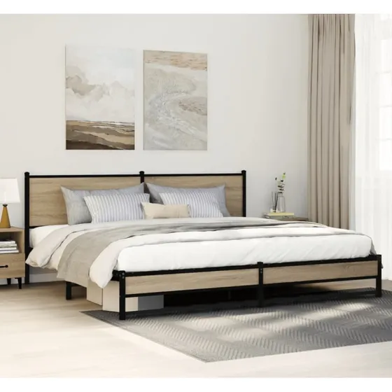 Sengeramme 193x203 cm metal sonoma-eg (uden madras)