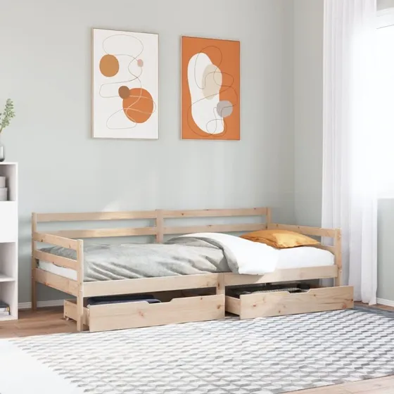 Daybed 90x200 i massivt fyrretræ med skuffer