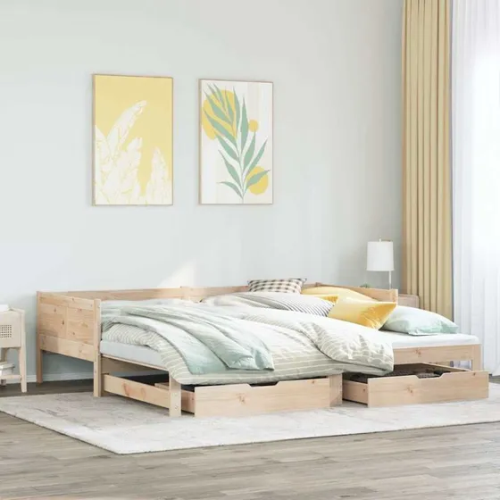 Daybed med udtræk og skuffer 80x200 cm (uden madras)