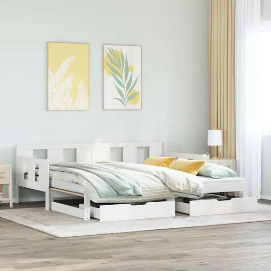 Daybed med udtræk & skuffer 80x200 cm hvid