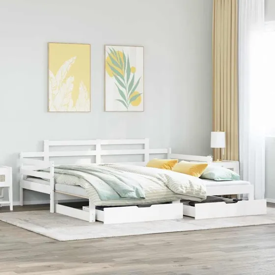 Daybed med udtræk & skuffer 90x200 cm - Hvid