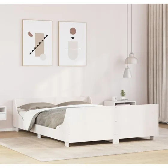 Sengeramme 140x190 cm i massivt fyrretræ - hvid