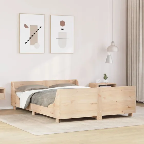 Sengeramme 135x190 cm i massivt fyrretræ - hvid