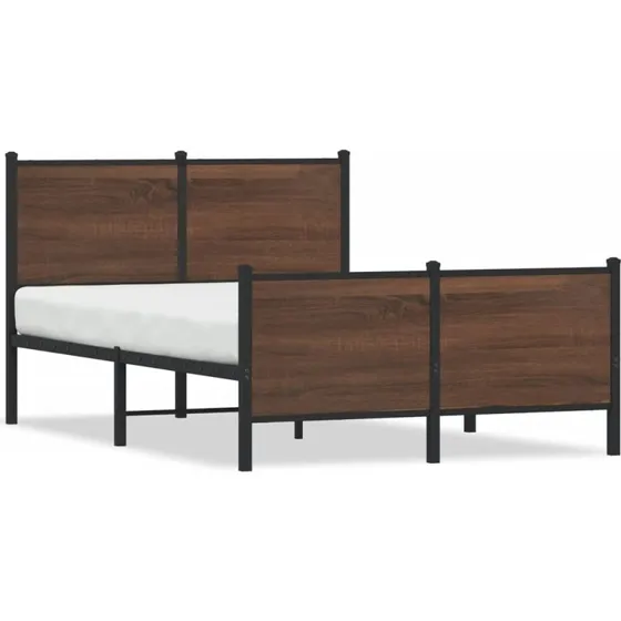 Sengeramme 120x190 cm metal – brun egetræsfarve