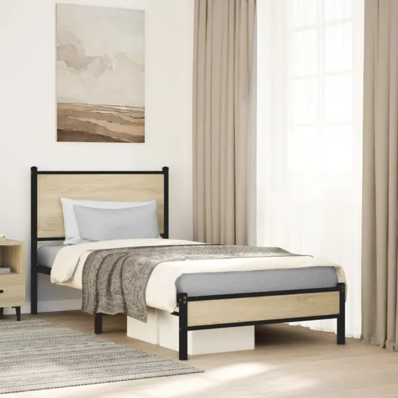 Sengeramme 90x200 cm i metal - Sonoma-eg