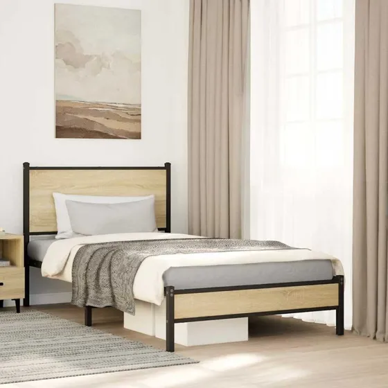 Sengeramme 107x203 cm i metal – Sonoma-eg (uden madras)