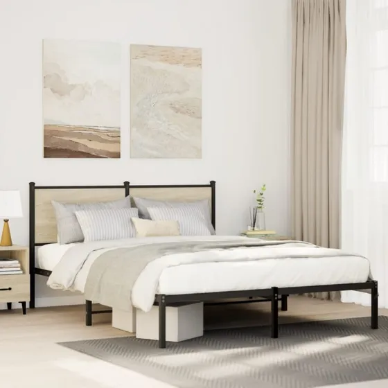 Sengeramme 140x200 cm i metal - Sonoma-eg look